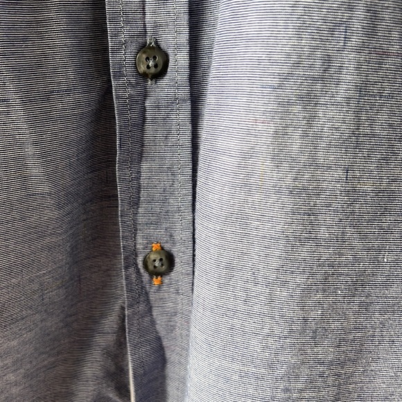HUGO BOSS Blue Grey Cotton Button Down Shirt Size Large - Picture 8 of 16